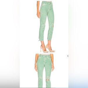 MOTHER distressed denim. Beautiful green color